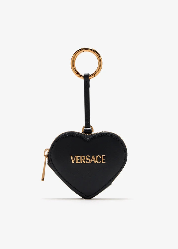 VERSACE Porte-Monnaie Cœur en Cuir Nappa Zippé