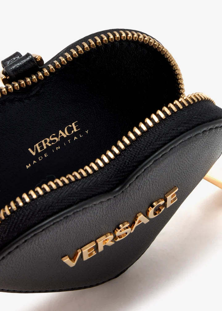 VERSACE Porte-Monnaie Cœur en Cuir Nappa Zippé