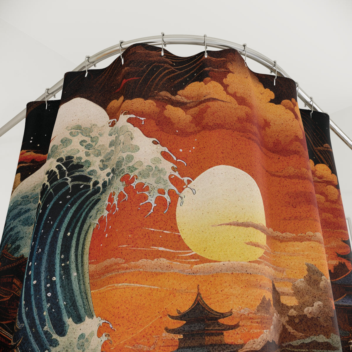 Onde Écarlate - Inspiration Hokusai & Soleil Levant