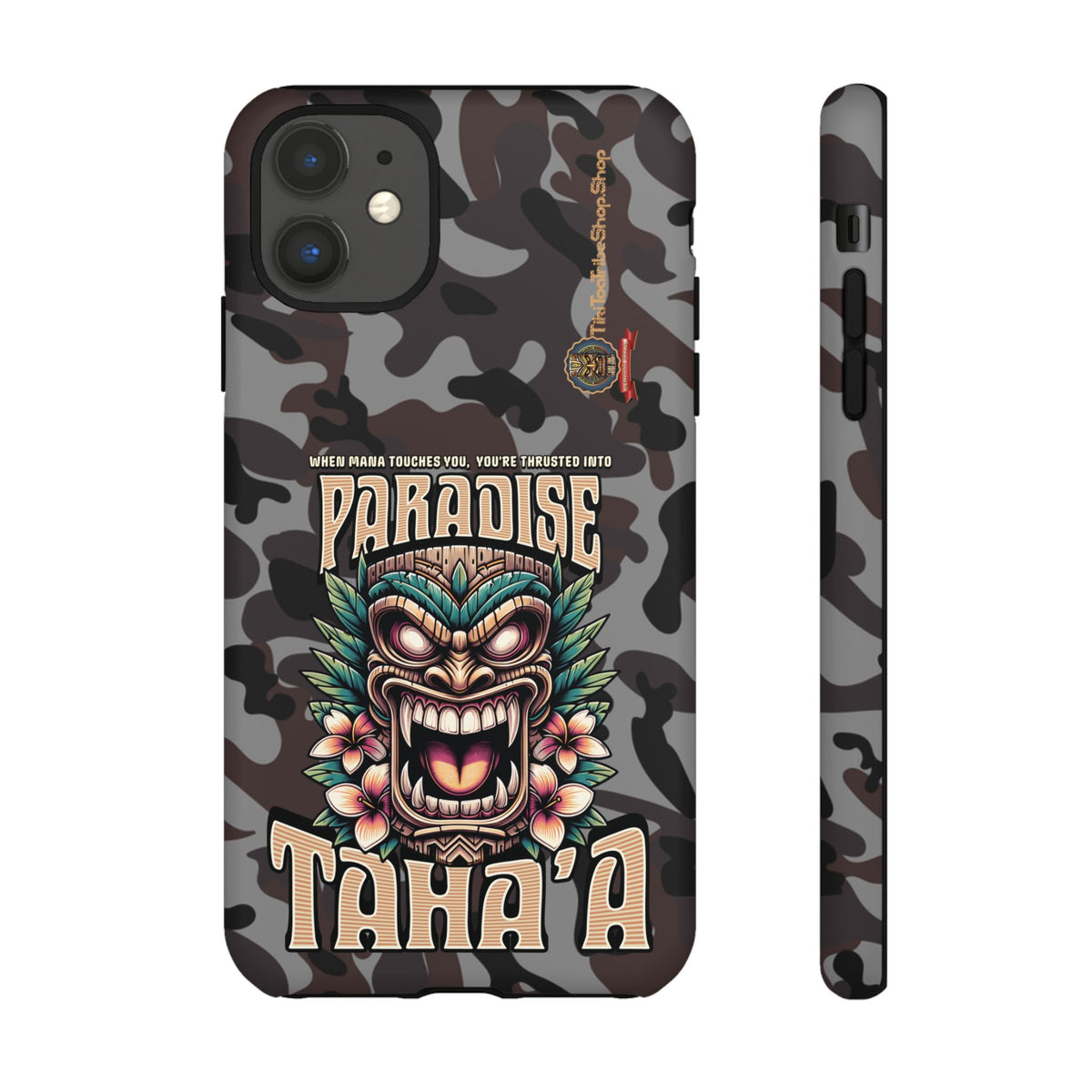 Tahaa – Coque Antichoc Premium « Tiki Féroce » | Design Tribal & Protection Maximale