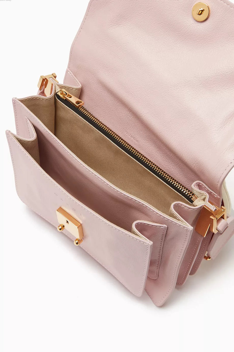 MARNI SAC TRUNK EN CUIR SAFFIANO ROSE POUDRÉ