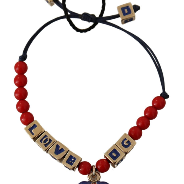DOLCE & GABBANA: "LOVE DG London" Bracelet with Red Beads and Union Jack Heart - Elegant Urban Style