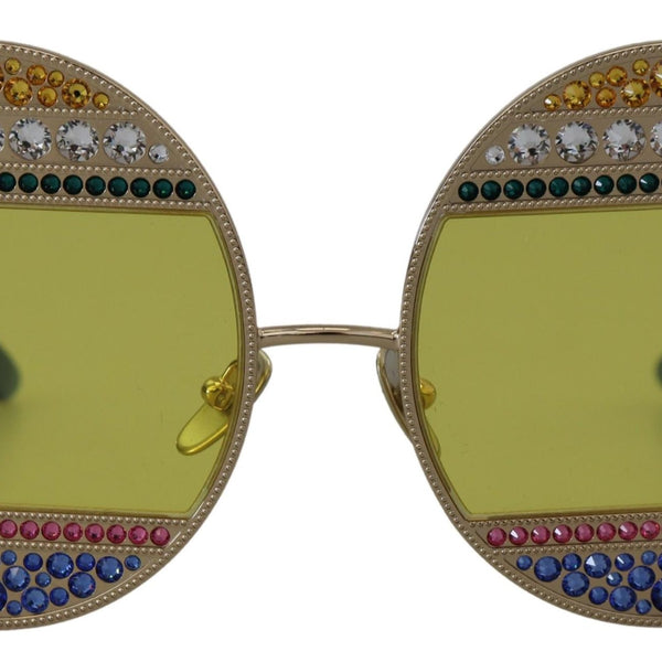 DOLCE & GABBANA: Women's Oval Gold Crystal Sunglasses DG2209B - Yellow Lenses and Total UV Protection