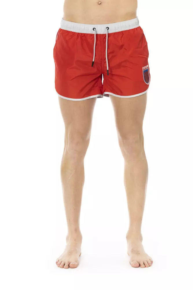 BIKKEMBERGS Short de Bain Homme Rouge - "Runner Sportif"