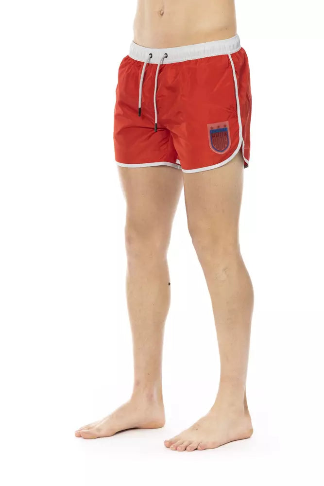 BIKKEMBERGS Short de Bain Homme Rouge - "Runner Sportif"