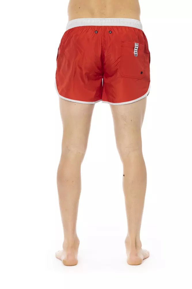BIKKEMBERGS Short de Bain Homme Rouge - "Runner Sportif"