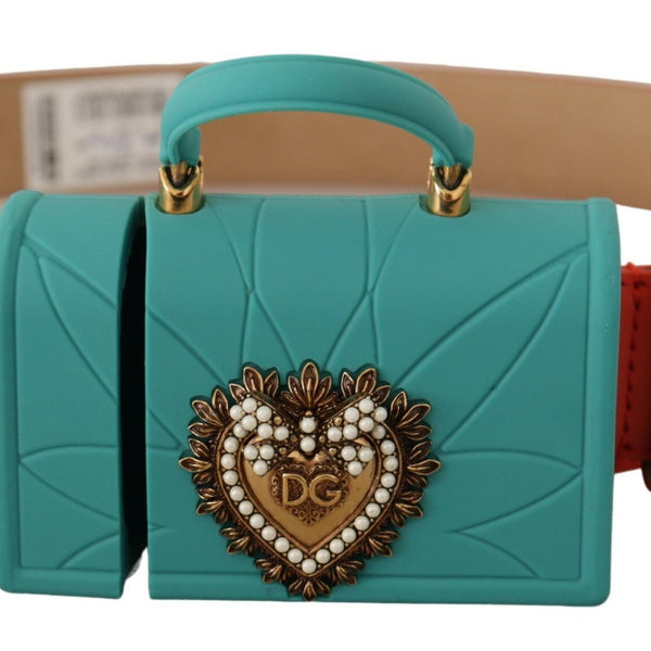 DOLCE & GABBANA Orange Leather Belt with Earphone Cases Mini-Bag Devotion.