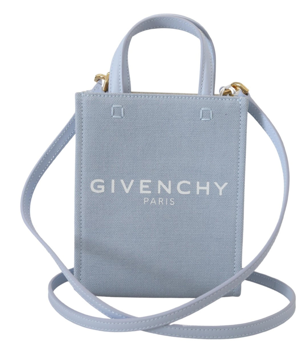 GIVENCHY SAC MINI VERTICAL EN TOILE BLEU CLOUD
