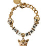 DOLCE & GABBANA : Bracelet Chaîne Dorée "MY DOG" avec Charms Cœurs et Visage de Chien Émaillé