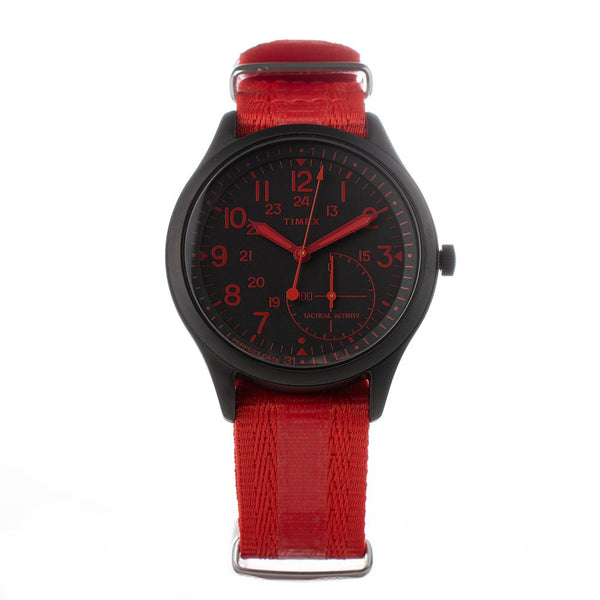 TIMEX Montre Nylon Rouge Cadran Tactique Noir