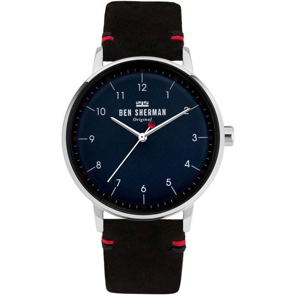 BEN SHERMAN Elegant Steel and Leather Watch