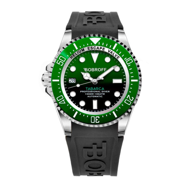 BOBROFF Automatic Diving Watch "Tabarca" Black Rubber Strap