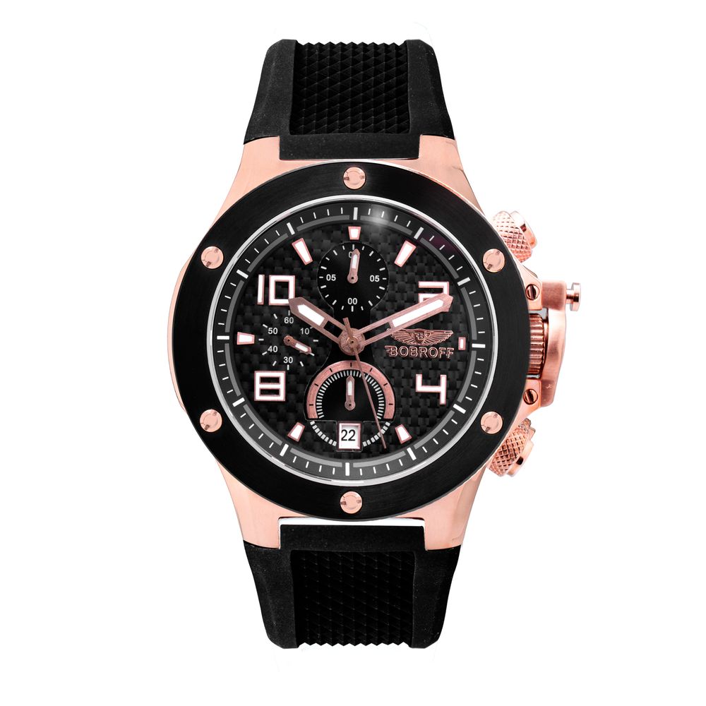 BOBROFF Montre Quartz Sportive Unisex Noir & Or Rose