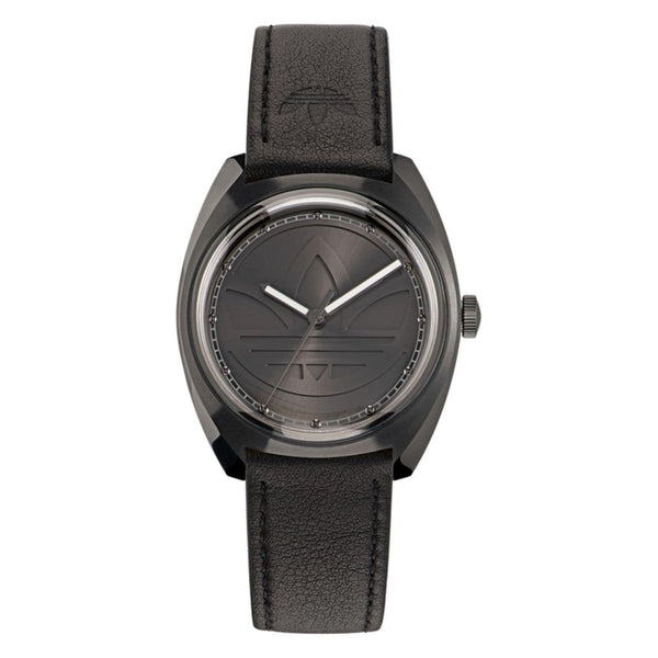 ADIDAS Montre "Edition One" pour Femme - Cadran Noir Vaste Logo et Bracelet en Cuir Noir