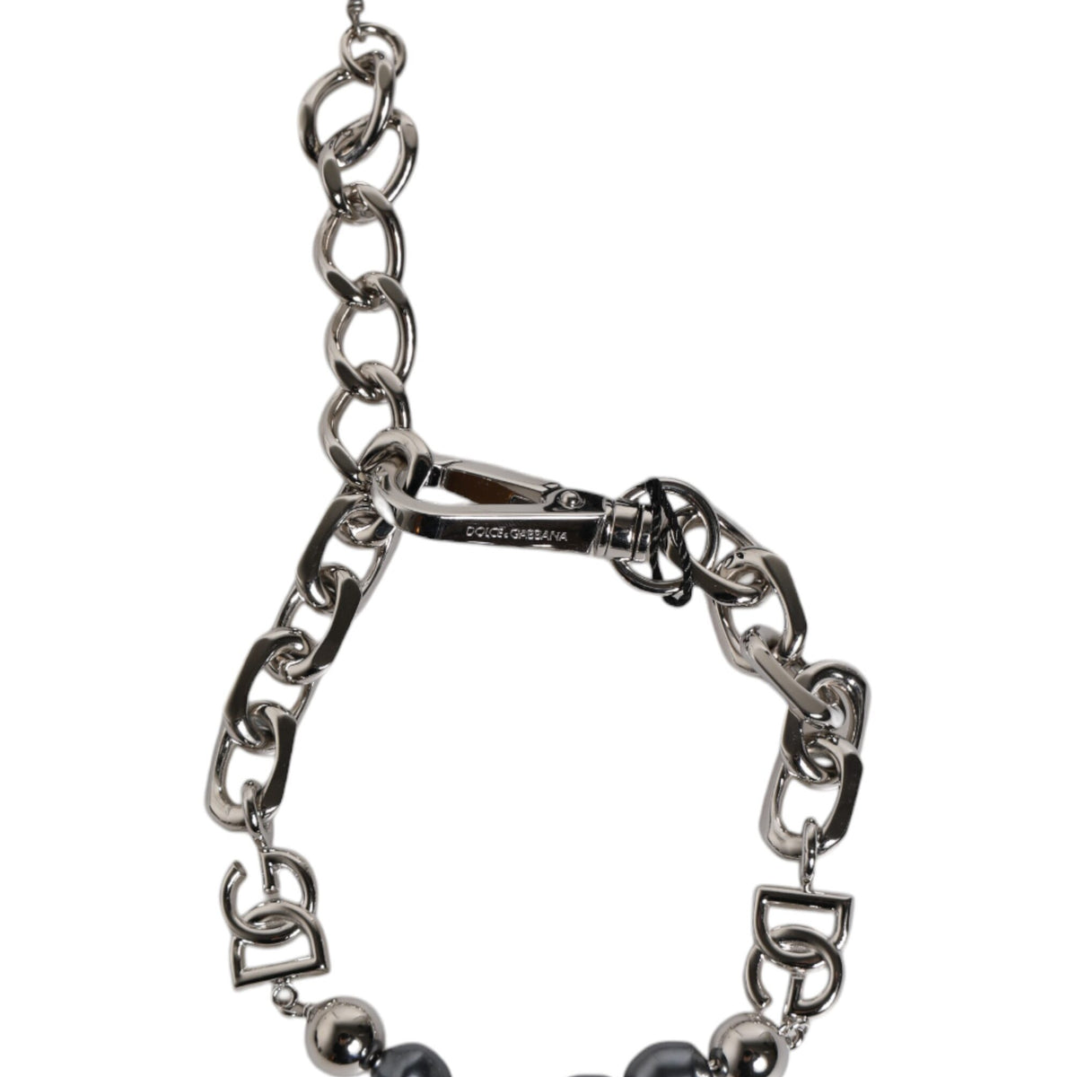 Bracelet Dolce & Gabbana "Chaîne Argentée & Perles Grises DG"