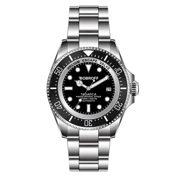 BOBROFF "Tabarca Professional Diver" Gray Automatic Diving Watch 1000M - Men, Women.