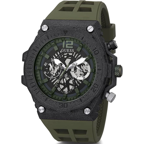 GUESS "Exposure" Green & Black Chronograph Watch - Bold Masculine Style