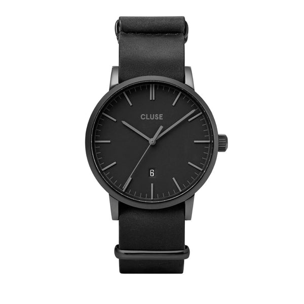 CLUSE Elegant Black Watch with Leather Strap