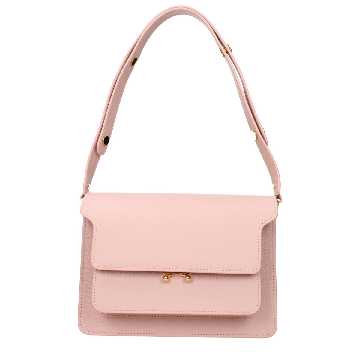 MARNI SAC TRUNK EN CUIR SAFFIANO ROSE POUDRÉ