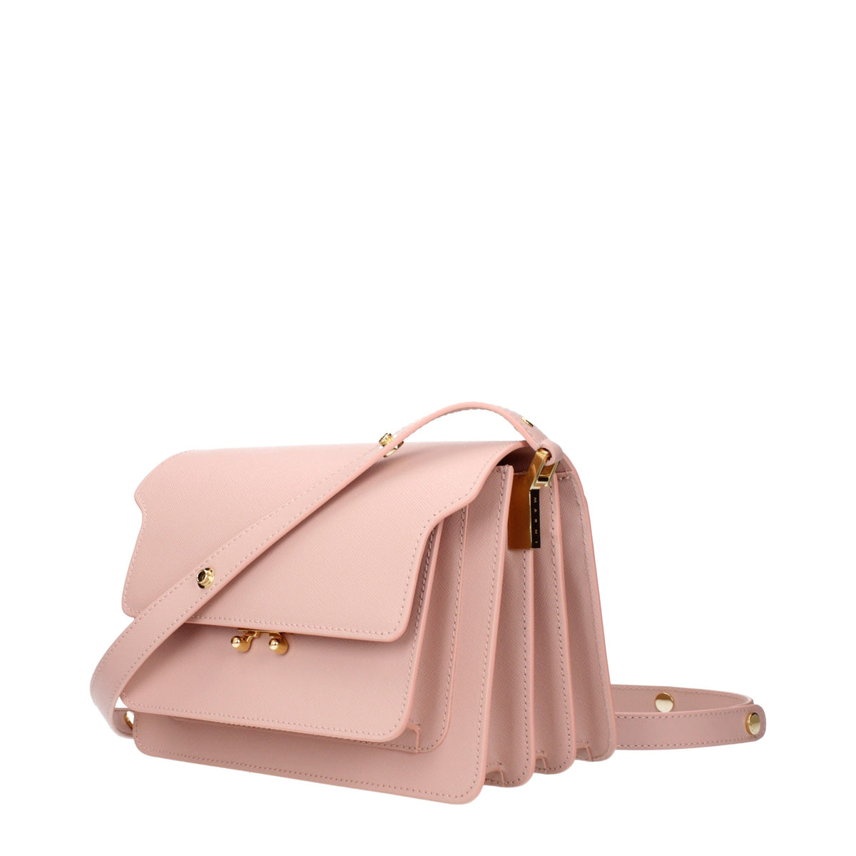 MARNI SAC TRUNK EN CUIR SAFFIANO ROSE POUDRÉ