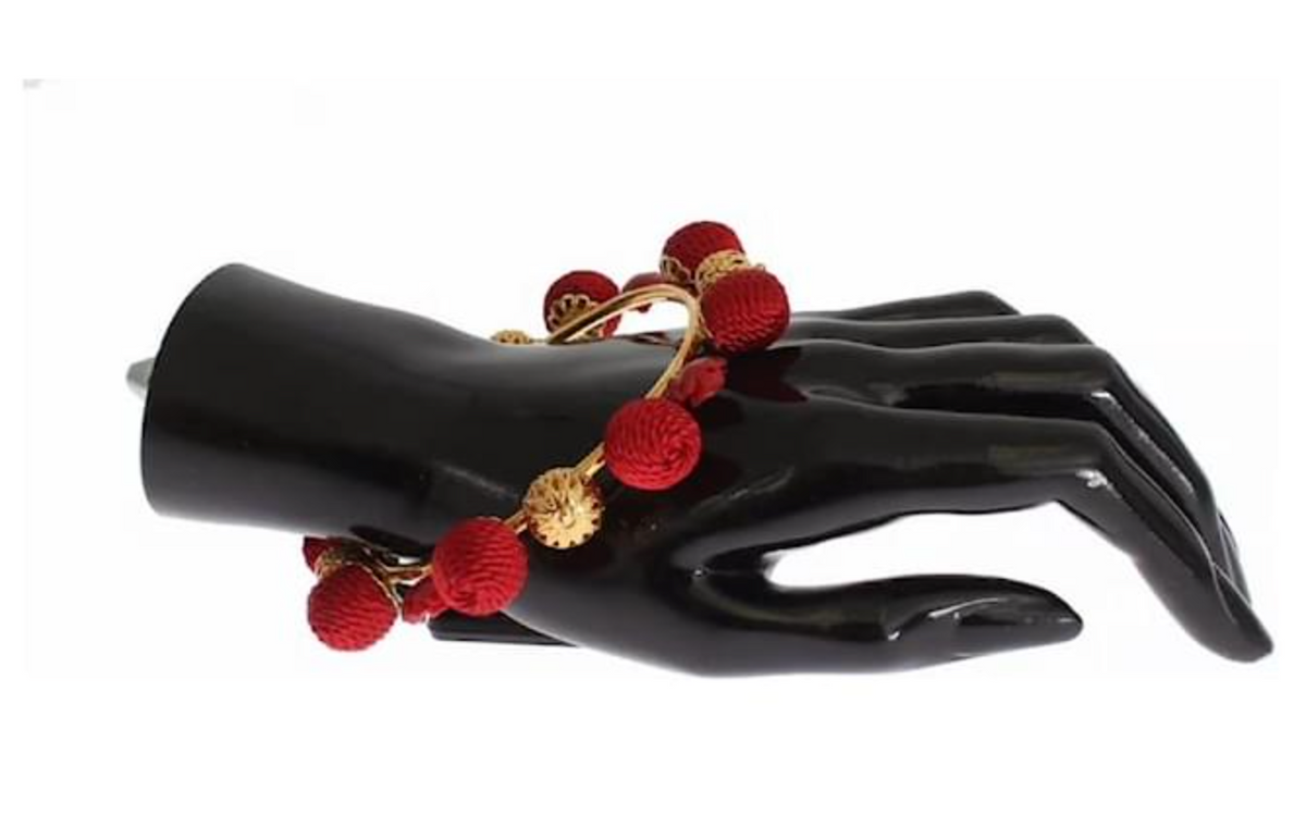 DOLCE & GABBANA RUNWAY : Bracelet Charms Roses Rouges et Or - Collection Sicilia Natale