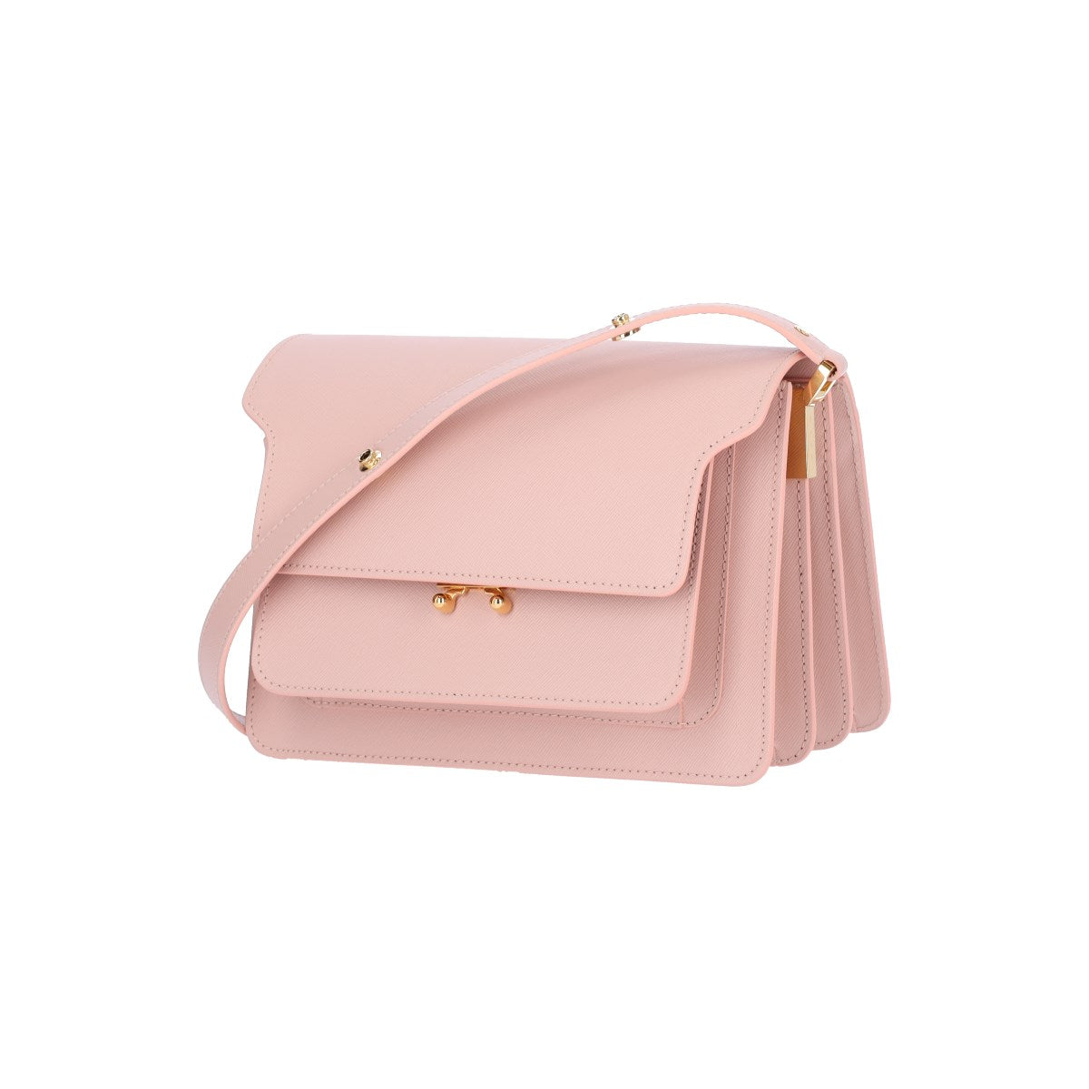 MARNI SAC TRUNK EN CUIR SAFFIANO ROSE POUDRÉ