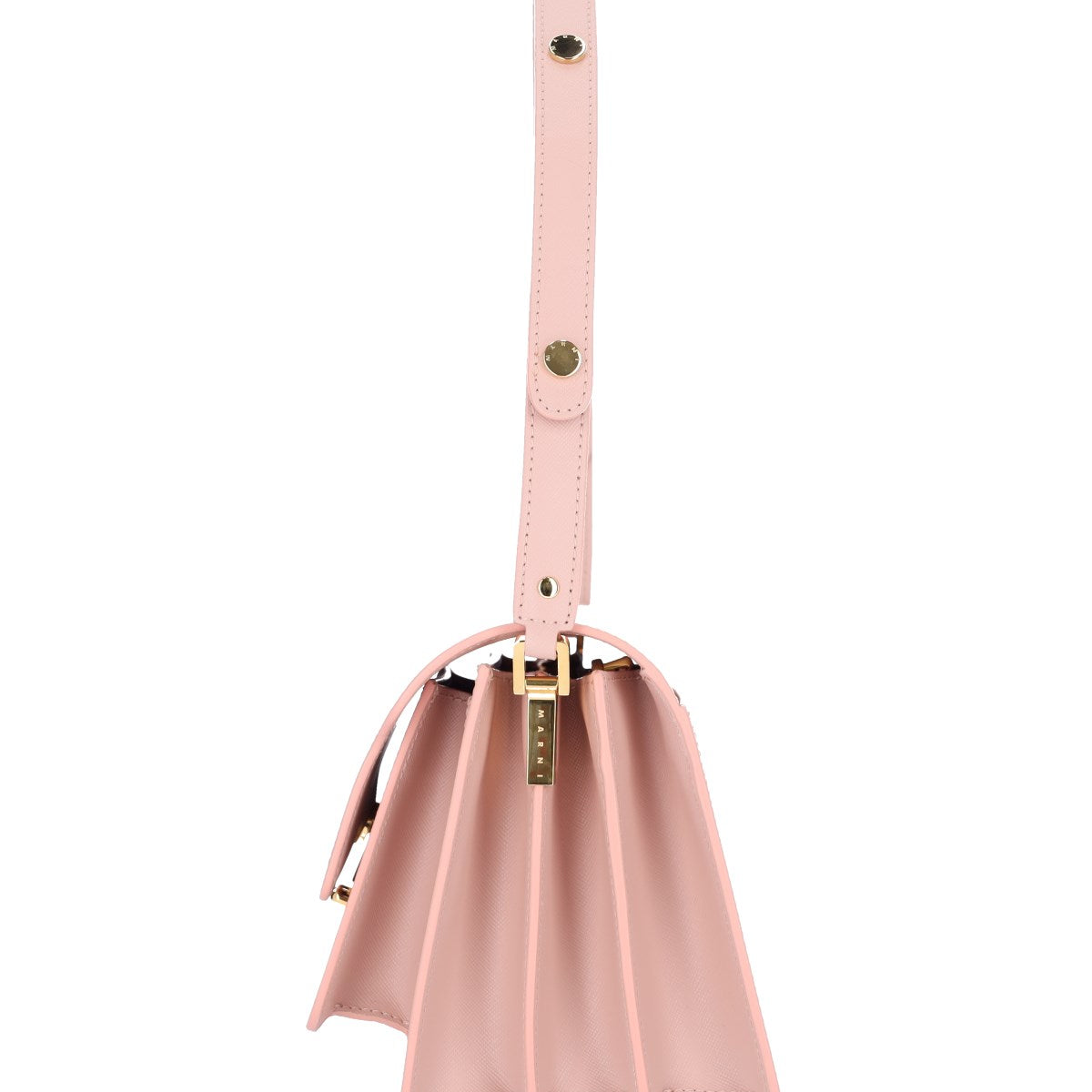 MARNI SAC TRUNK EN CUIR SAFFIANO ROSE POUDRÉ