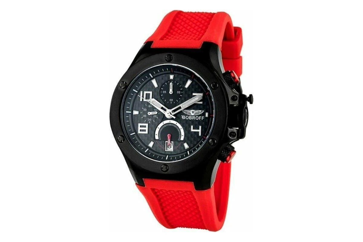 BOBROFF Montre Acier Noir Cadran Racing Élégant