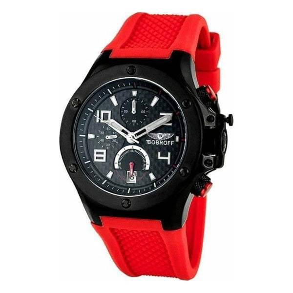 BOBROFF Black Steel Watch with Elegant Racing Dial