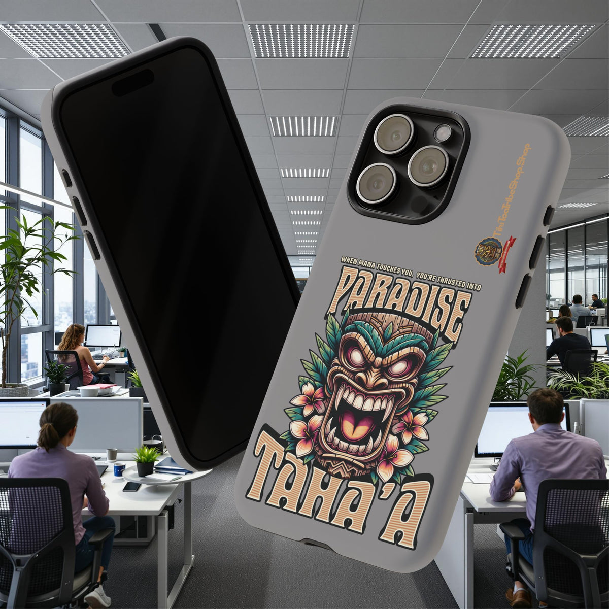 Tahaa – Coque Antichoc Premium « Tiki Féroce » | Design Tribal & Protection Maximale