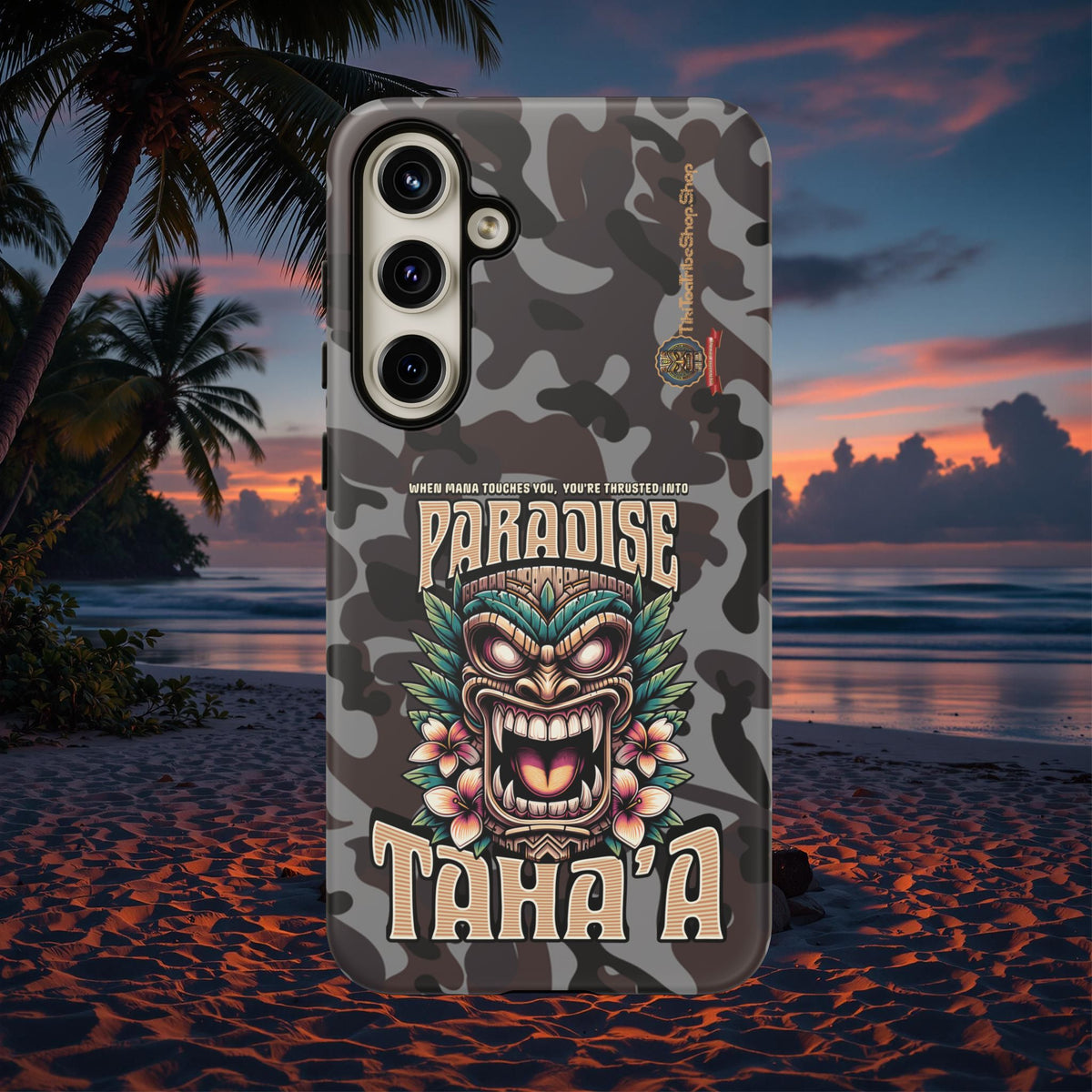 Tahaa – Coque Antichoc Premium « Tiki Féroce » | Design Tribal & Protection Maximale