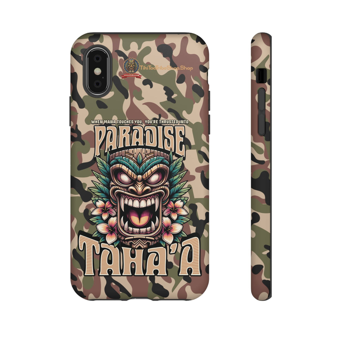 Tahaa – Coque Antichoc Premium « Tiki Féroce » | Design Tribal & Protection Maximale