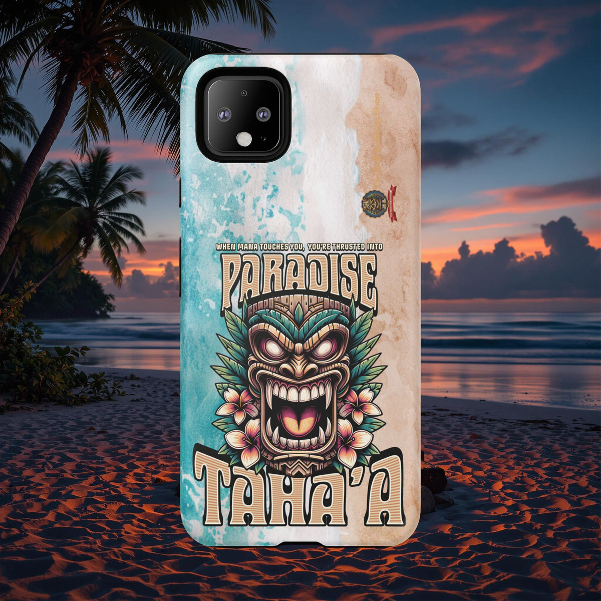 Tahaa – Coque Antichoc Premium « Tiki Féroce » | Design Tribal & Protection Maximale