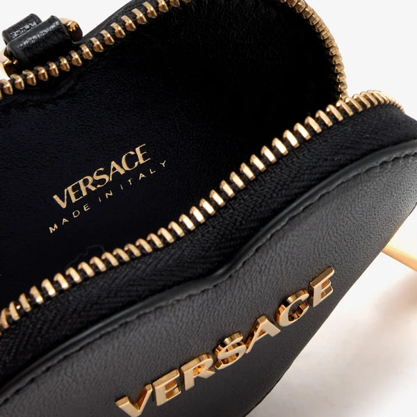 VERSACE Porte-Monnaie Cœur en Cuir Nappa Zippé
