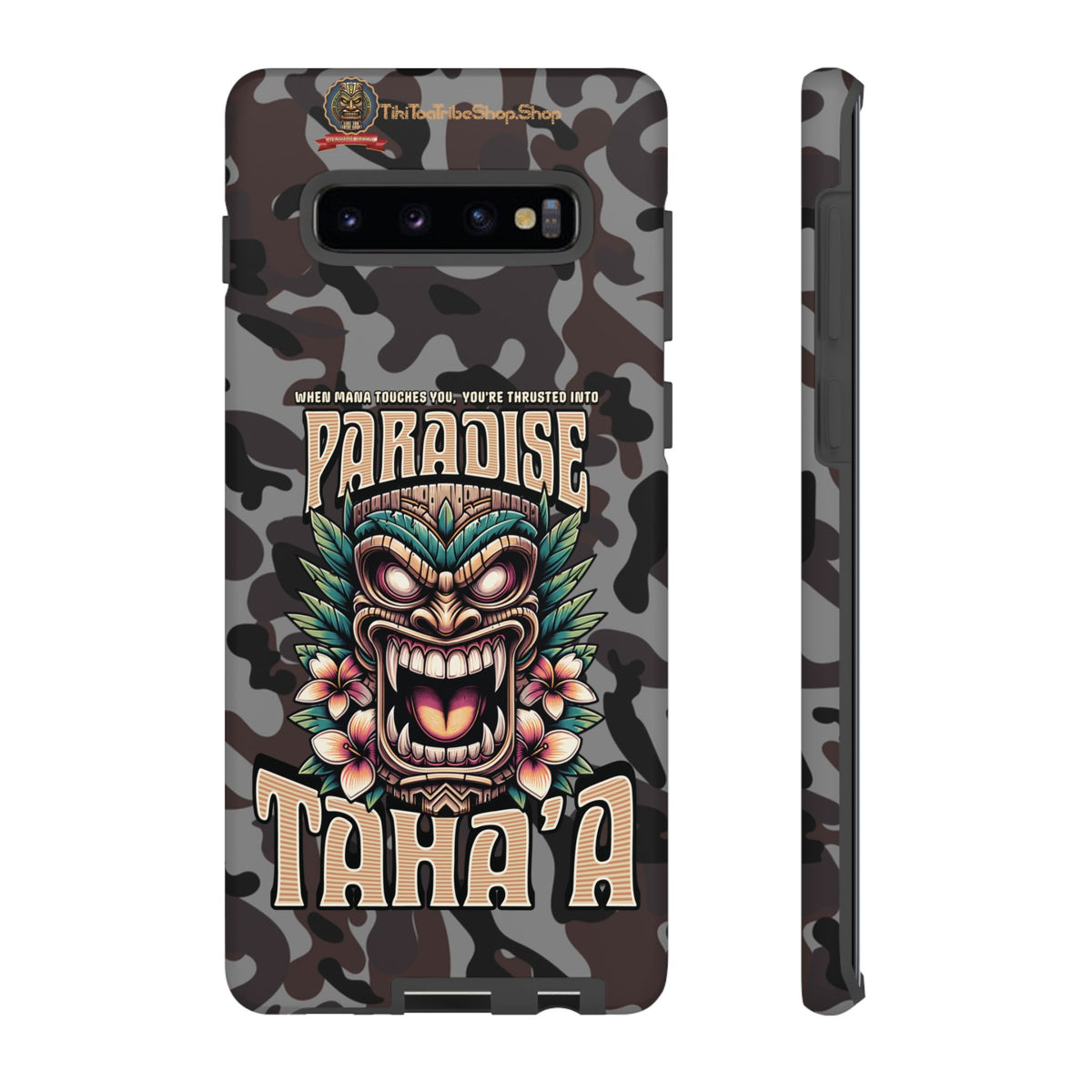 Tahaa – Coque Antichoc Premium « Tiki Féroce » | Design Tribal & Protection Maximale