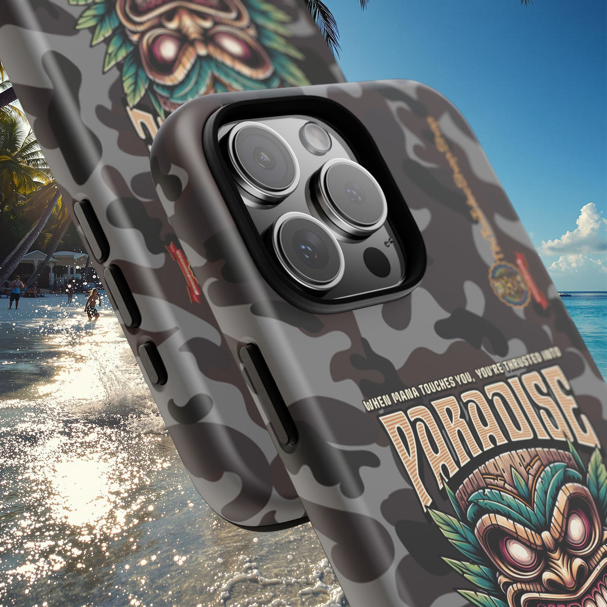 Tahaa – Coque Antichoc Premium « Tiki Féroce » | Design Tribal & Protection Maximale