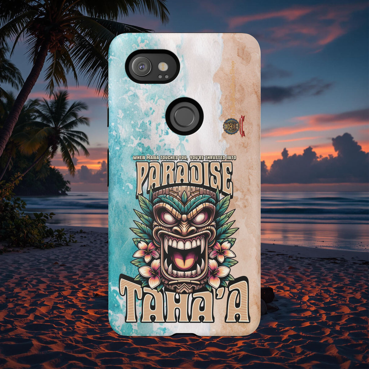 Tahaa – Coque Antichoc Premium « Tiki Féroce » | Design Tribal & Protection Maximale