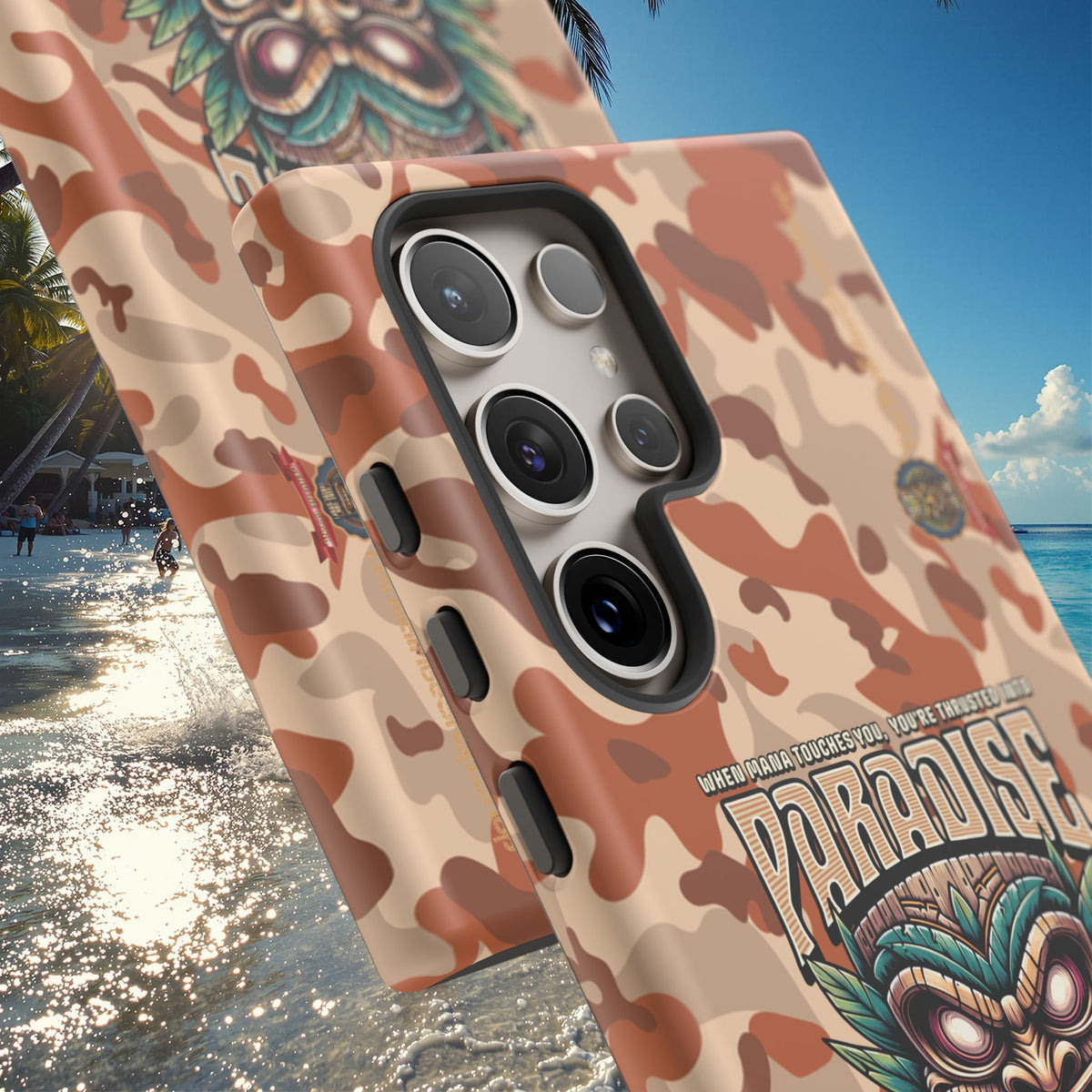 Tahaa – Coque Antichoc Premium « Tiki Féroce » | Design Tribal & Protection Maximale