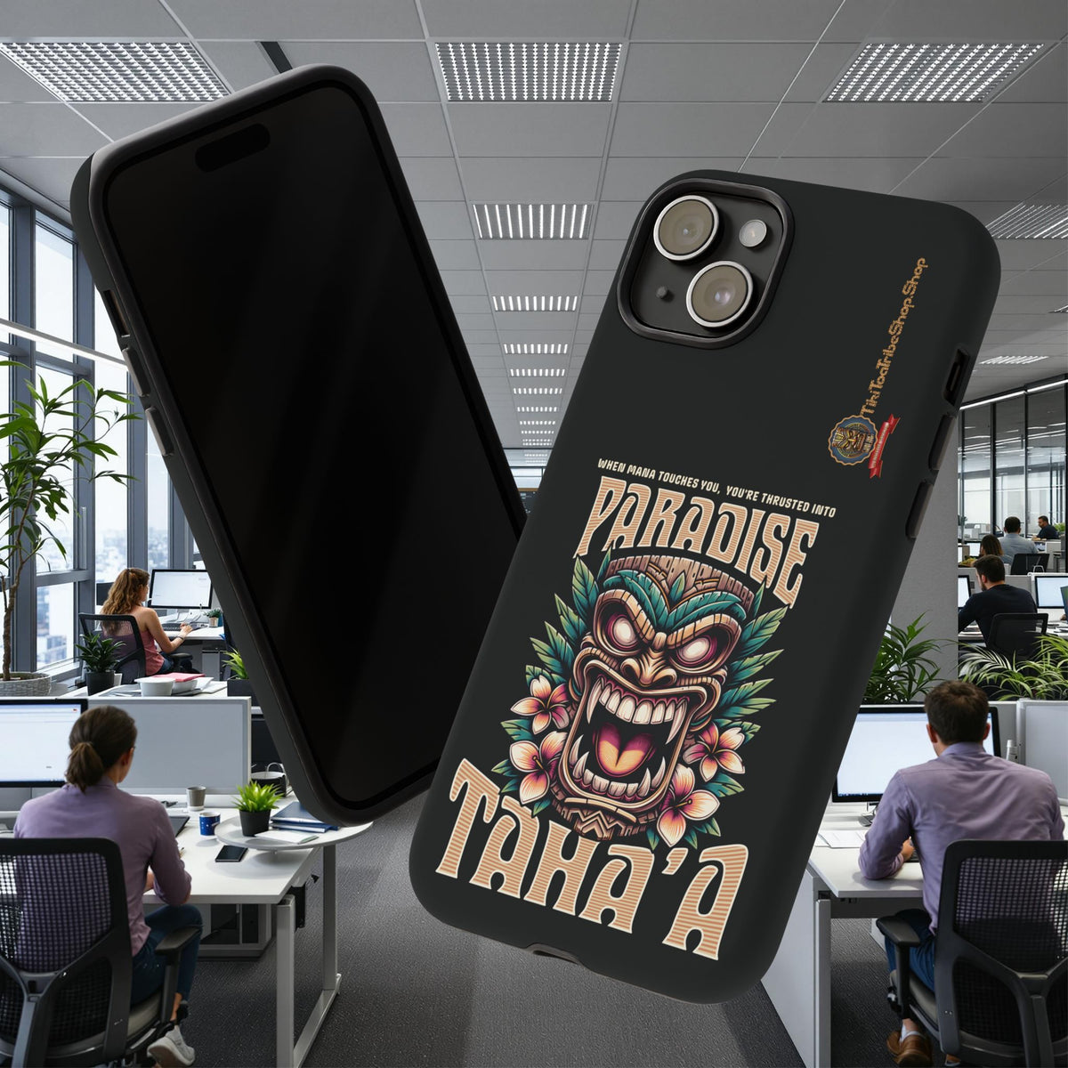 Tahaa – Coque Antichoc Premium « Tiki Féroce » | Design Tribal & Protection Maximale