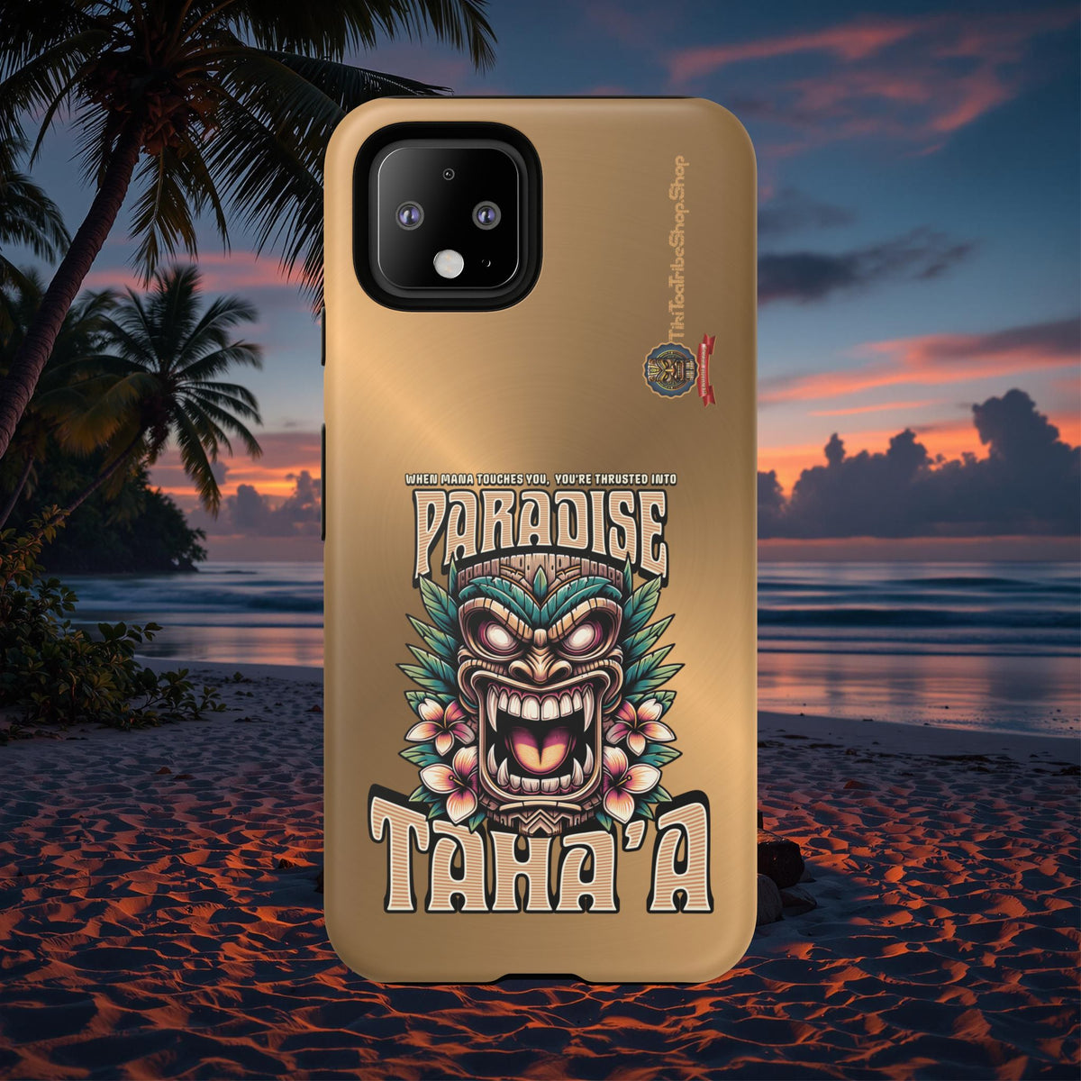 Tahaa – Coque Antichoc Premium « Tiki Féroce » | Design Tribal & Protection Maximale