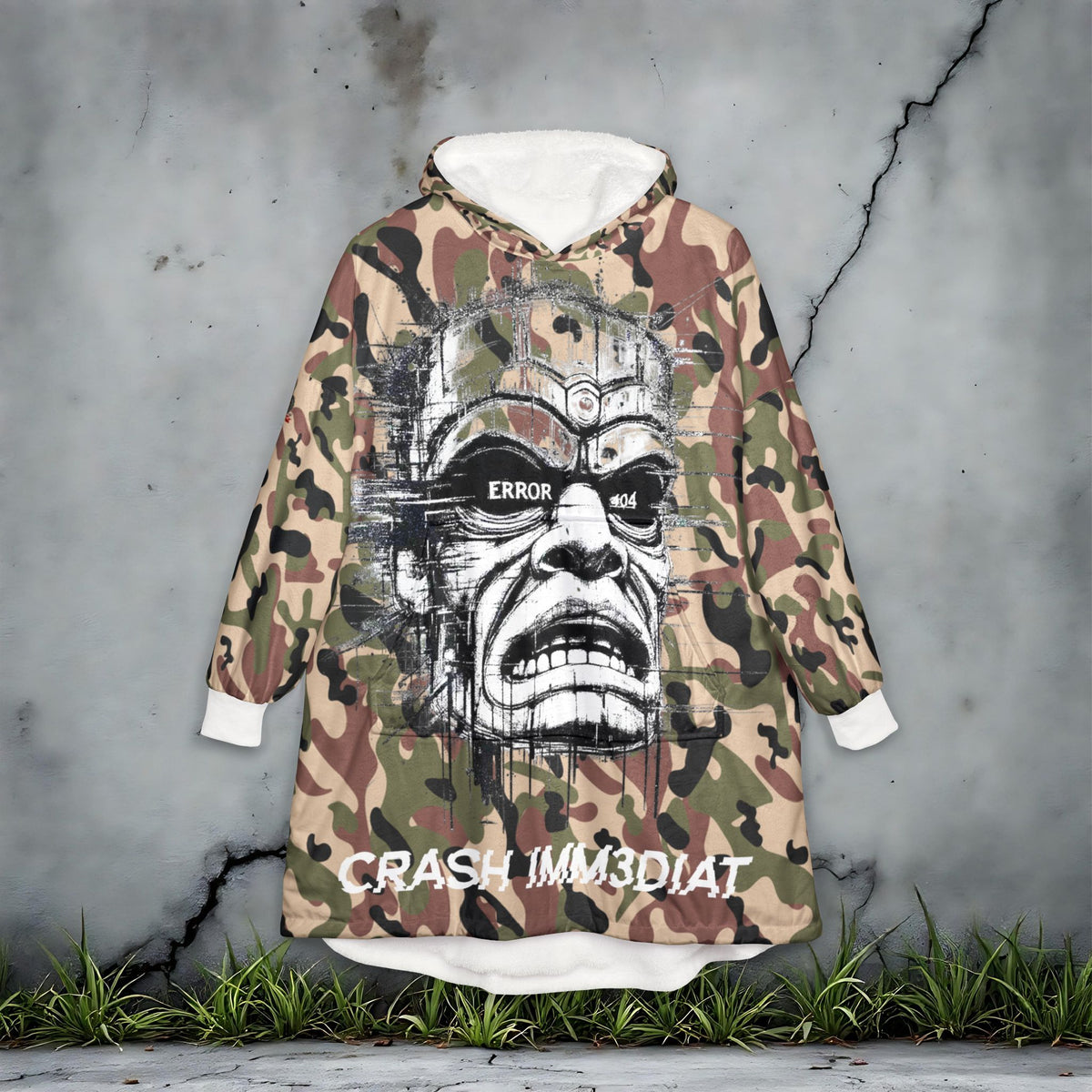 Tiki Glitch &amp; Error Hooded Fleece Blanket