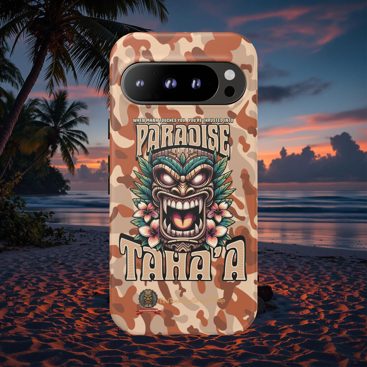 Tahaa – Coque Antichoc Premium « Tiki Féroce » | Design Tribal & Protection Maximale