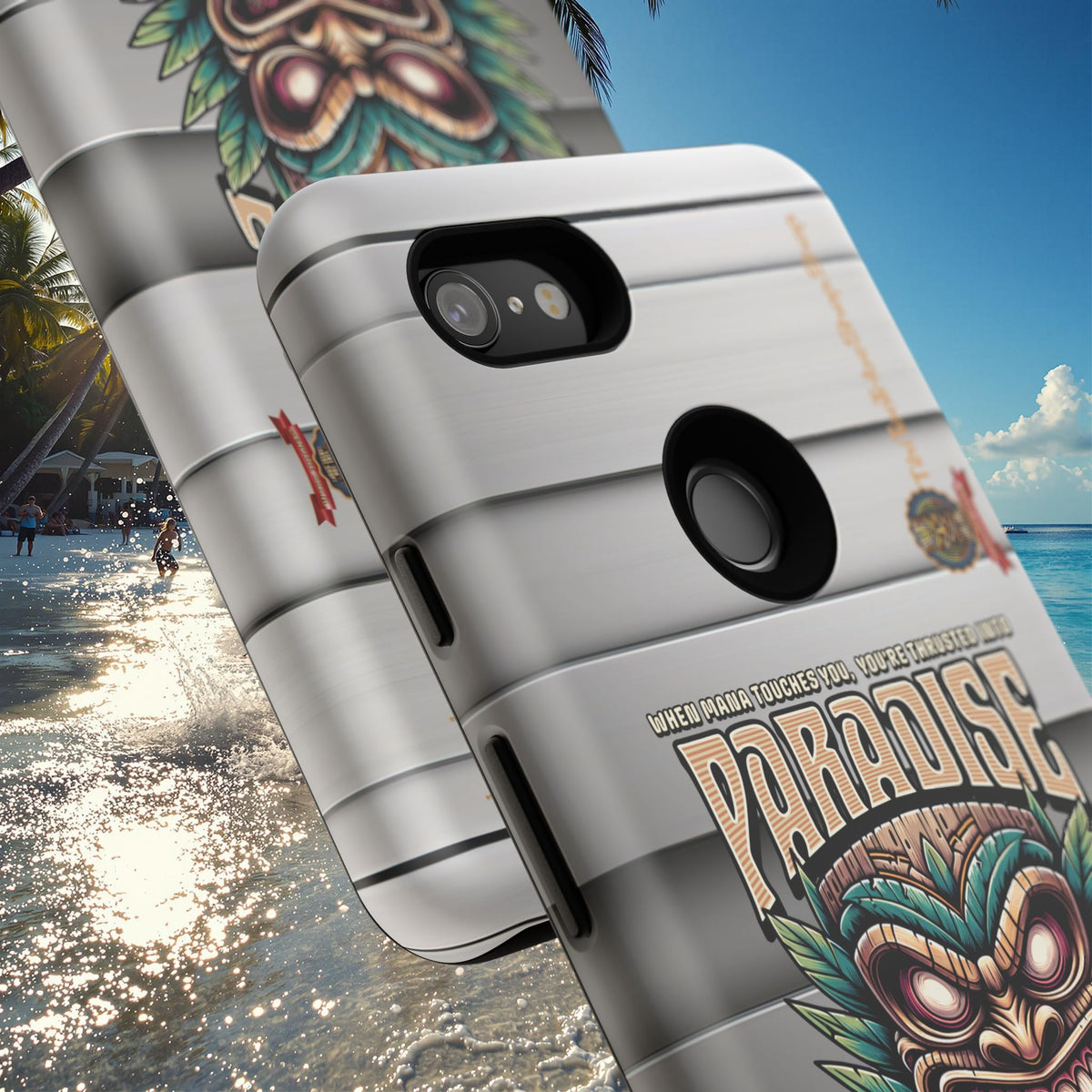 Tahaa – Coque Antichoc Premium « Tiki Féroce » | Design Tribal & Protection Maximale