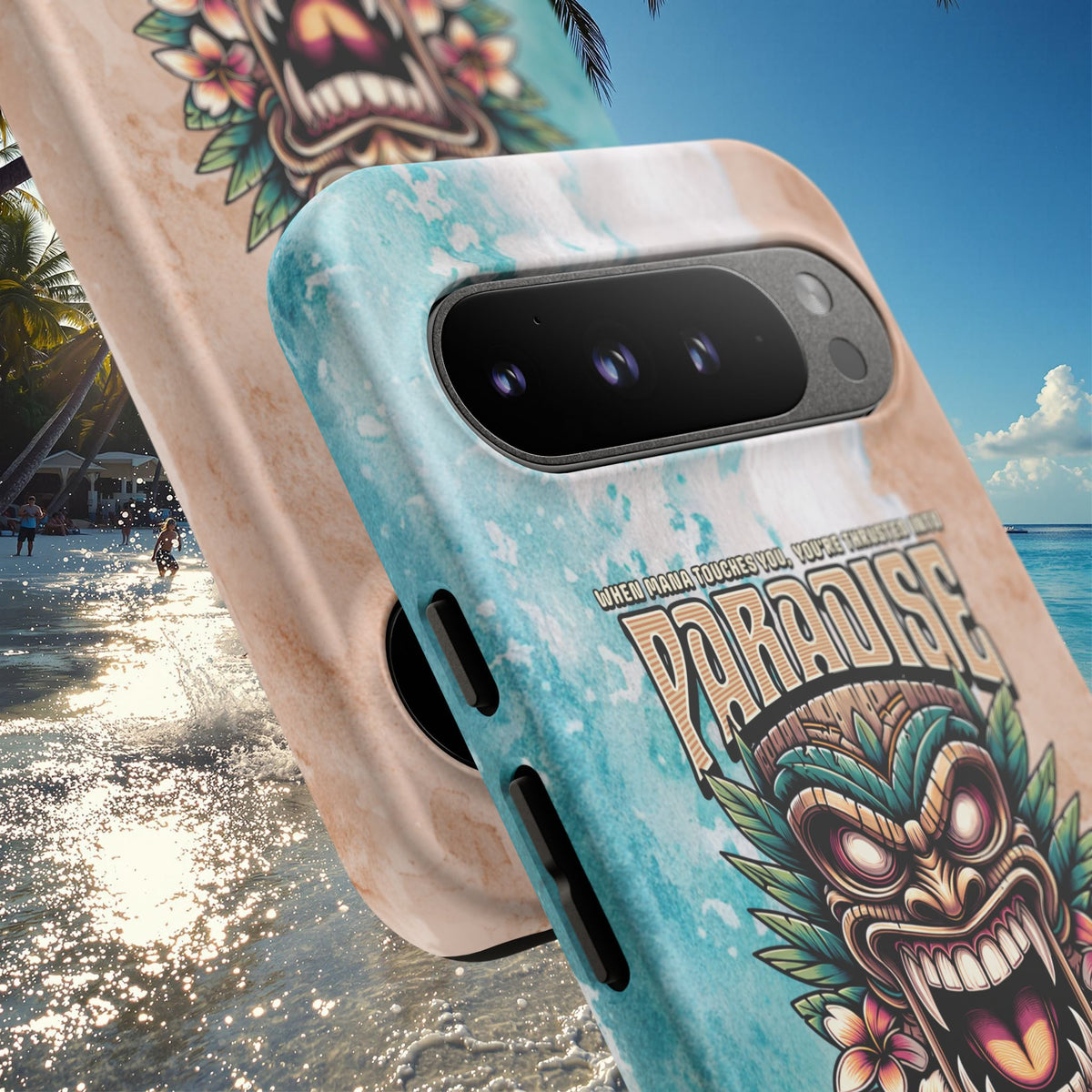 Tahaa – Coque Antichoc Premium « Tiki Féroce » | Design Tribal & Protection Maximale