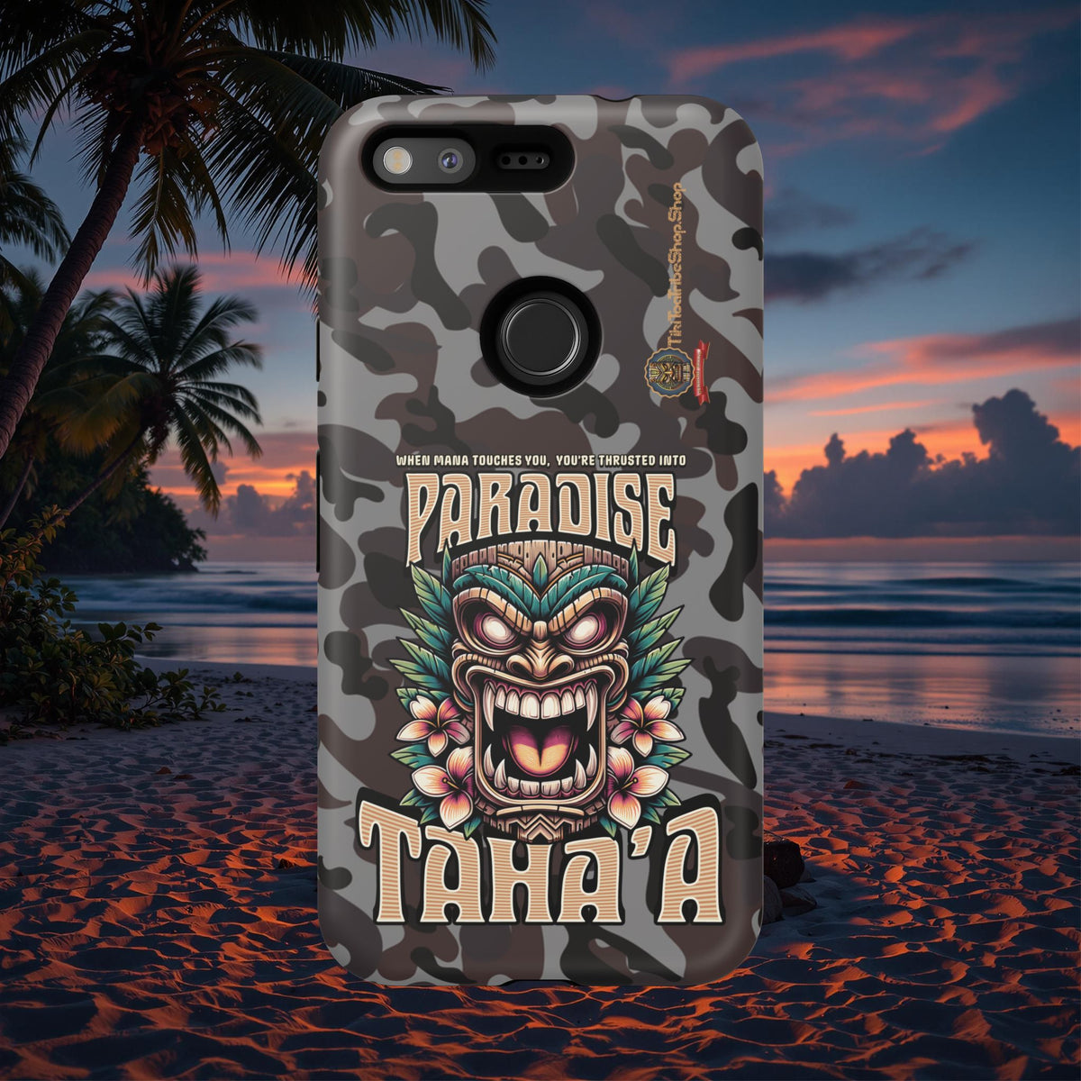 Tahaa – Coque Antichoc Premium « Tiki Féroce » | Design Tribal & Protection Maximale