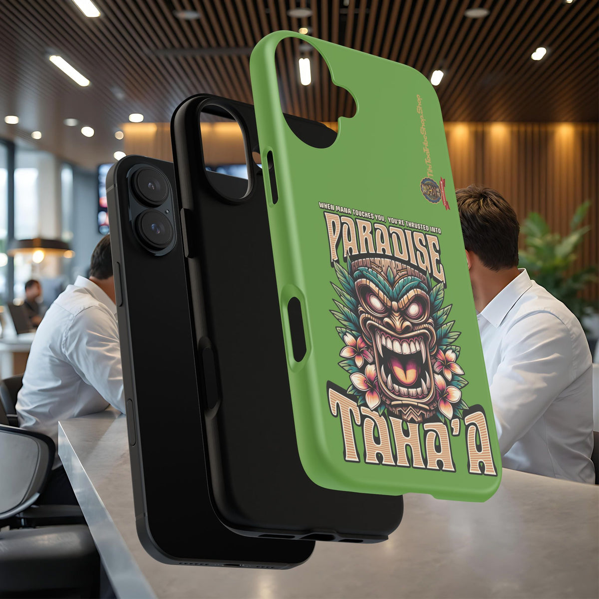 Tahaa – Coque Antichoc Premium « Tiki Féroce » | Design Tribal & Protection Maximale