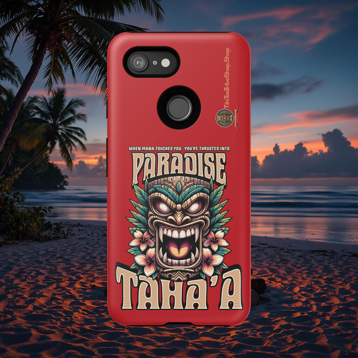 Tahaa – Coque Antichoc Premium « Tiki Féroce » | Design Tribal & Protection Maximale