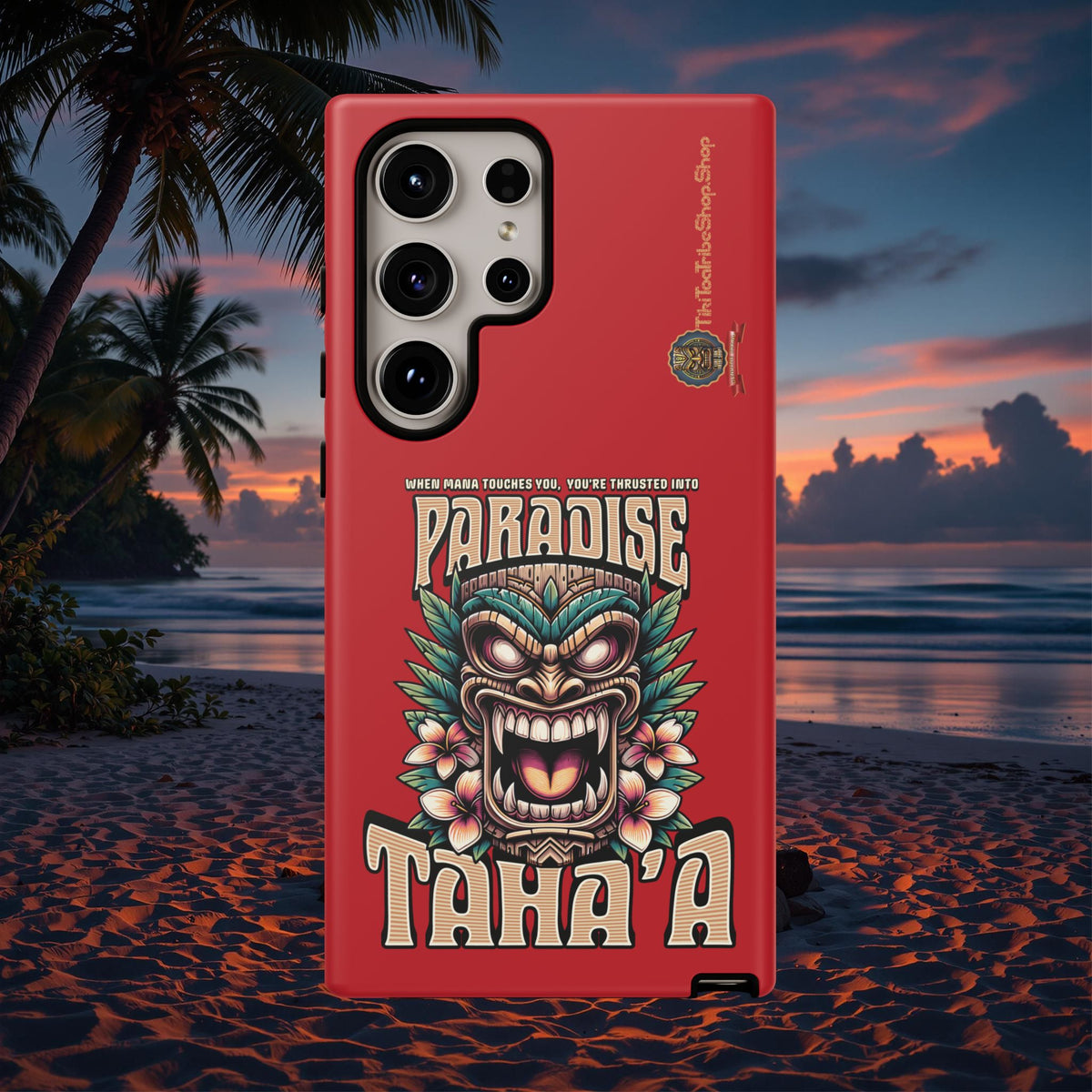 Tahaa – Coque Antichoc Premium « Tiki Féroce » | Design Tribal & Protection Maximale