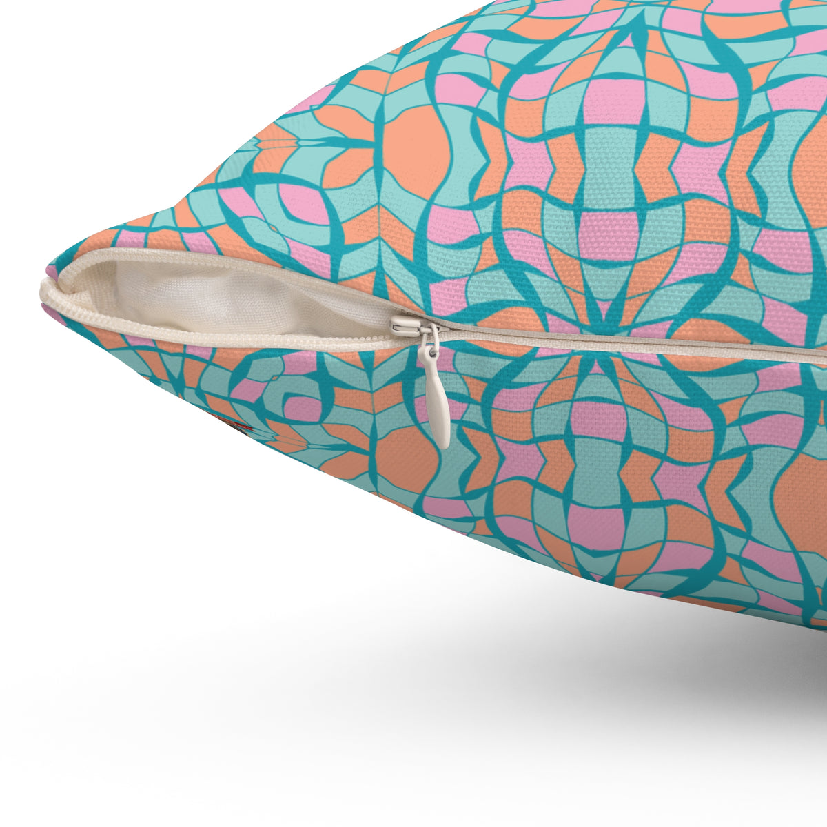 Geometric Abstract: Coral Turquoise Deco