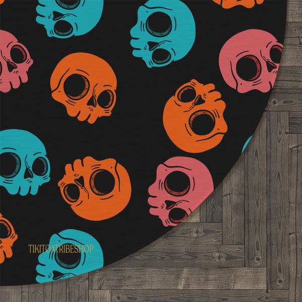 Tapis Rond, Tête à Tête Multicolore– “Pop Skull Party”